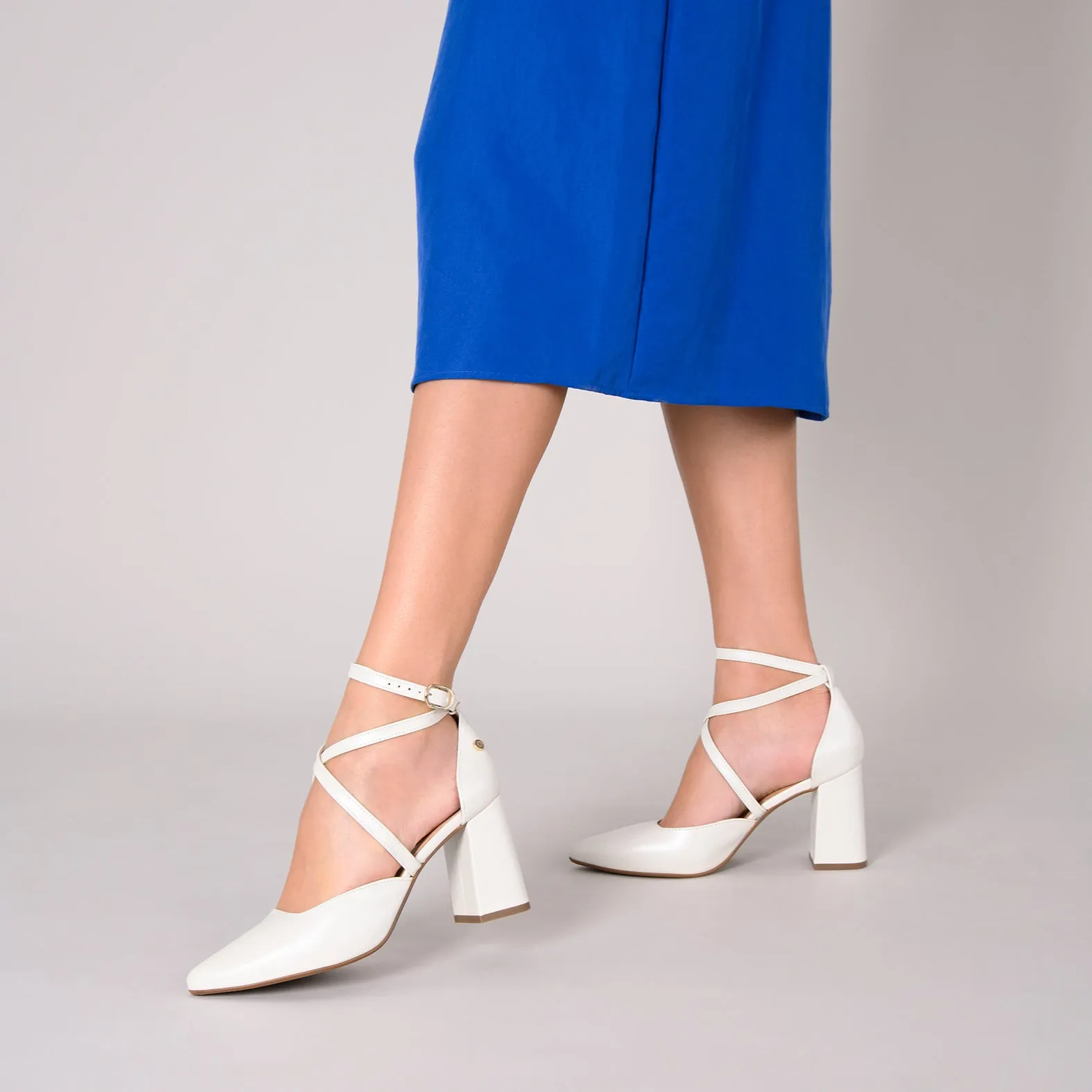 ARIEL - Zapato de tacón ancho NÁCAR