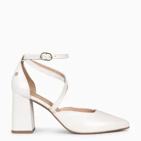 ARIEL - Zapato de tacón ancho NÁCAR