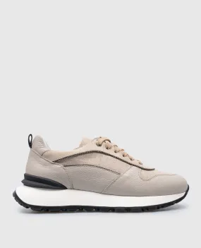 Doucal's Teyla beige combination sneakers with monil chain fur