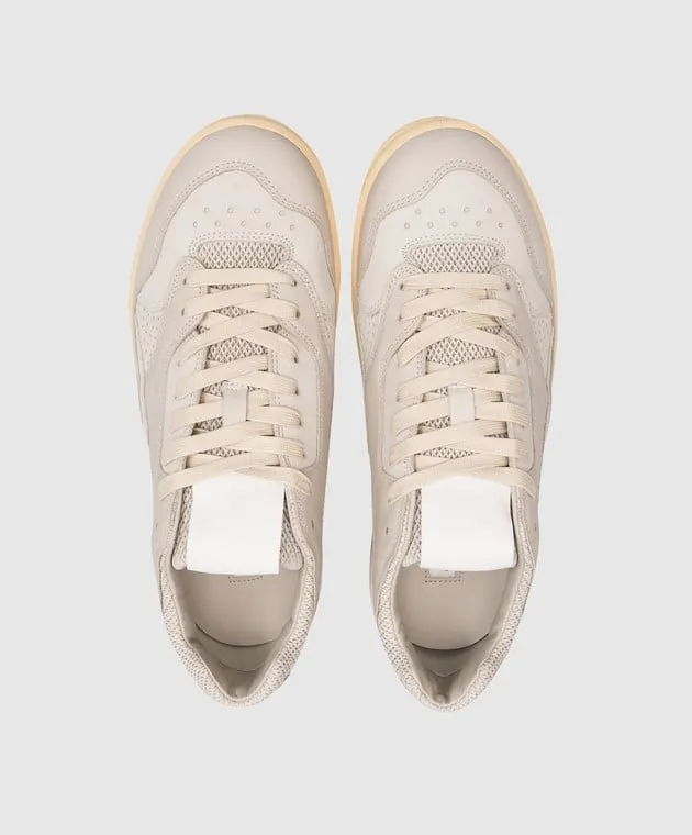 Jil Sander Gray leather sneakers with logo