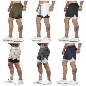 Man Jogging Sportswear Mens 2 In 1 Beach Sport Shorts Quick Drying Running Shorts Workout Gym Exercise Shorts Fitness Sweatpants