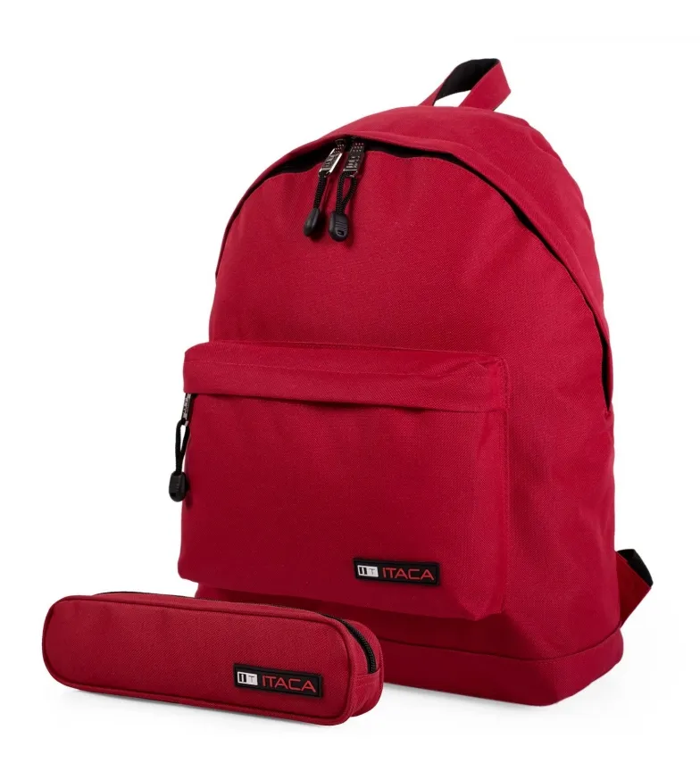 Mochila y Portatodo Rojo -31x43x14cm-