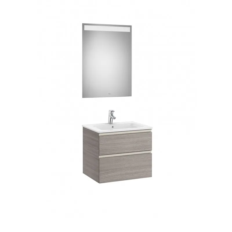 Pack mueble base de 2 cajones + lavabo central + espejo LED THE GAP - ROCA