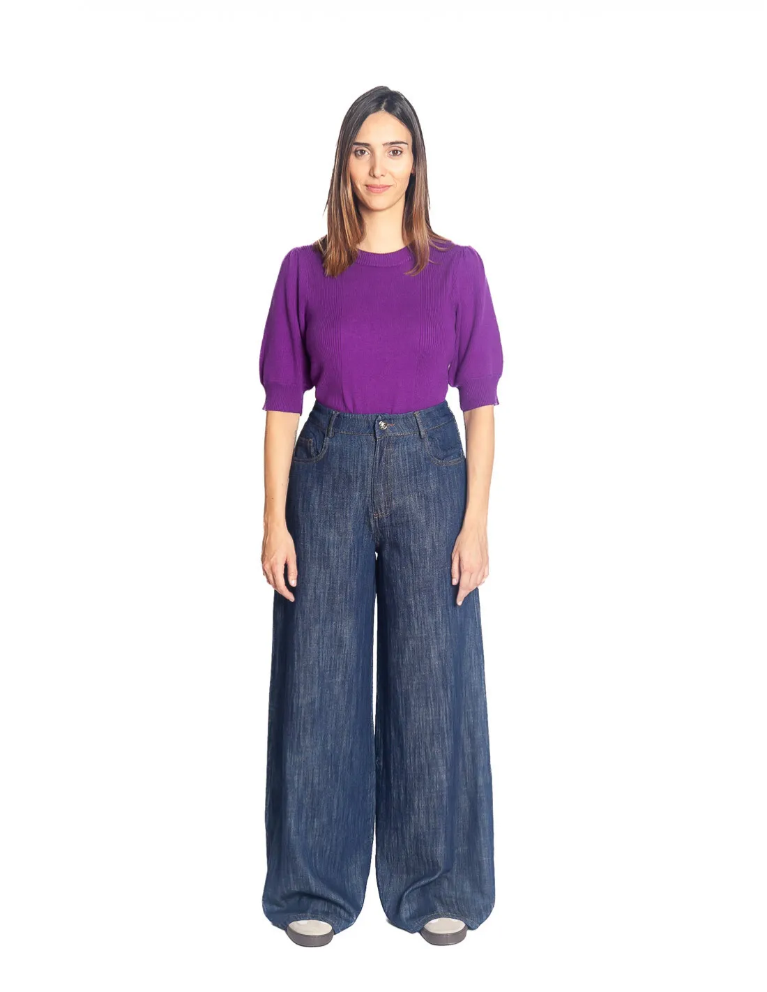 PANTALON DENIM PALAZZO AZUL OSCURO BSB