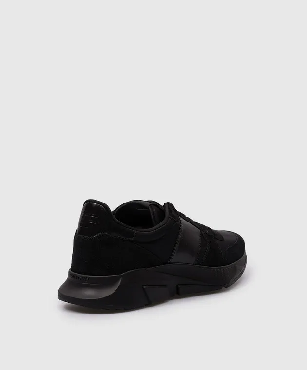 Tom Ford Black combination CAMBRIDGE sneakers with logo