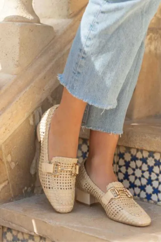 zapato de tacón atar - beige